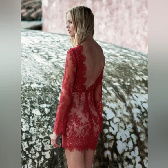 The Jetset Diaries Red Lace Mini Dress - Picture 2 of 3